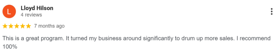 Customer review from Lloyd Hilson